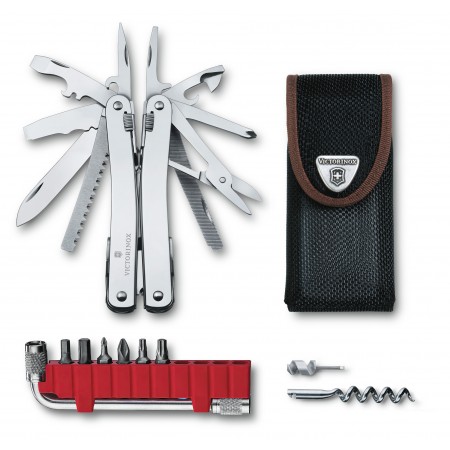 Мультитул Victorinox SwissTool Spirit X (3.0235.N) 105мм 35функц. мини-отвертка/штопор/набор бит/удлинитель/чехол нейлоновый серебристый подар.коробка