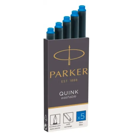 Картридж Parker Quink Z11 (CW1950383) синие чернила смывающиеся для ручек перьевых (5шт)