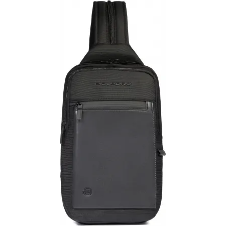Рюкзак слинг мужской Piquadro Orion CA6625S136/N черный ткань/натур.кожа
