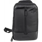 Рюкзак слинг мужской Piquadro Marcel CA6448W138/N черный нейлон/натур.кожа