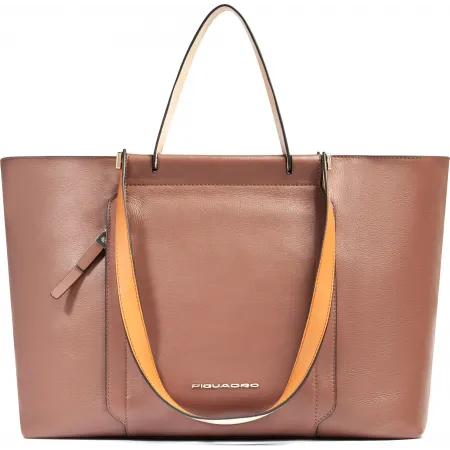 Деловая сумка женская Piquadro Circle BD3336W92/MBE с отделением для ноутбука 14" коричневая/бежевая натур.кожа