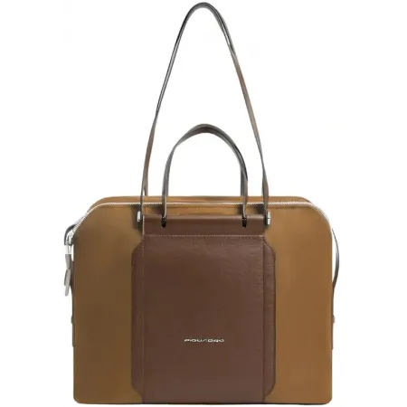 Деловая сумка женская Piquadro Lyra BD4574W92T/CU с отделением для ноутбука 14" коричневая ткань/натур.кожа