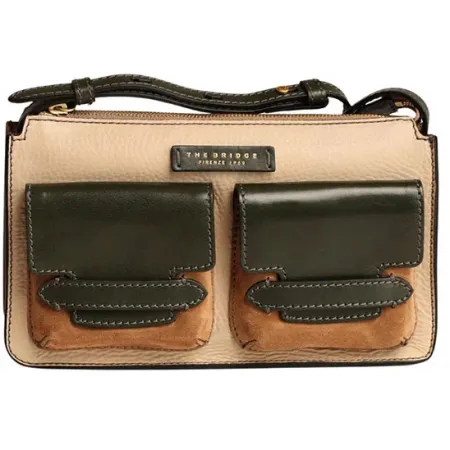 Сумка женская The Bridge Lucrezia Wow 0415050P/YV бежевая/зеленая натур.кожа/замша