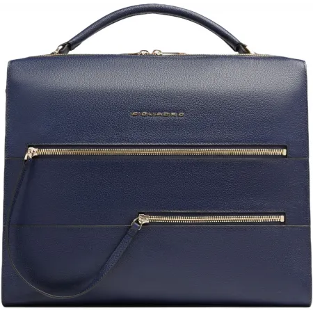 Деловая сумка женская Piquadro Patricia CA4098W140/BLU с отделением для ноутбука 14" синяя натур.кожа