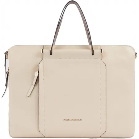 Деловая сумка женская Piquadro Circle CA4021W92/BECU с отделением для ноутбука 15.6" бежевая/кофейная натур.кожа