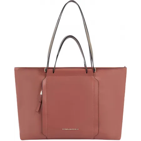 Деловая сумка женская Piquadro Circle BD3336W92/ARTM с отделением для ноутбука 14" коралловая/кофейная натур.кожа