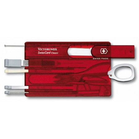 Швейцарская карта Victorinox SwissCard Classic (0.7100.T) красный полупрозрачный коробка подарочная