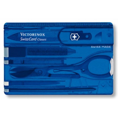 Швейцарская карта Victorinox SwissCard Classic (0.7122.T2) синий полупрозрачный коробка подарочная