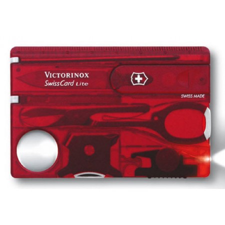 Швейцарская карта Victorinox SwissCard Lite (0.7300.T) красный полупрозрачный коробка подарочная