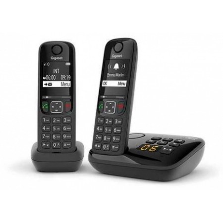 Р/Телефон Dect Gigaset AS690A DUO RUS черный (труб. в компл.:2шт) автооветчик АОН