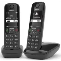 Р/Телефон Dect Gigaset AS690 DUO черный (труб. в компл.:2шт) АОН