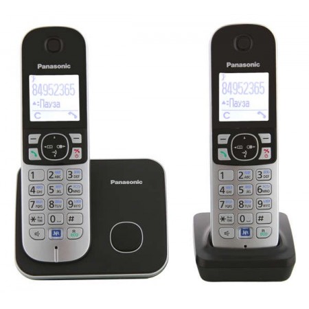 Р/Телефон Dect Panasonic KX-TG6812RU черный (труб. в компл.:2шт) АОН