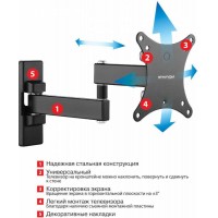Кронштейн для телевизора Arm Media MARS-2 черный 10"-32" макс.20кг настенный поворот и наклон Кронштейн для телевизора Arm Media MARS-2 черный 10"-32" макс.20кг настенный поворот и наклон