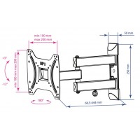 Кронштейн для телевизора Kromax DIX-22 черный 15"-48" макс.35кг настенный поворотно-выдвижной и наклонный