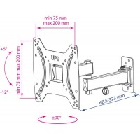 Кронштейн для телевизора Kromax OPTIMA-204 черный 15"-42" макс.25кг настенный поворотно-выдвижной и наклонный