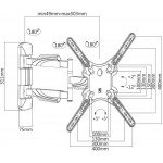 Кронштейн для телевизора Ultramounts UM871 черный 23"-55" макс.35кг настенный поворотно-выдвижной и наклонный