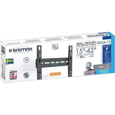 Кронштейн для телевизора Kromax VEGA-13 new черный 15"-42" макс.35кг настенный ультраплоский