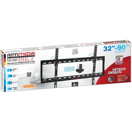 Кронштейн для телевизора Arm Media STEEL-2 new черный 32"-90" макс.40кг настенный наклон