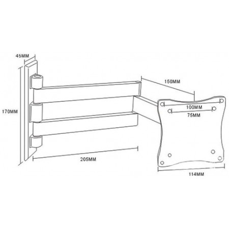 Кронштейн для телевизора Arm Media LCD-7101 серебристый 10"-26" макс.15кг настенный поворотно-выдвижной и наклонный