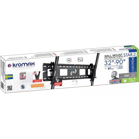 Кронштейн для телевизора Kromax STAR-2 черный 32"-90" макс.81кг настенный наклон