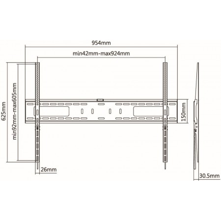 Кронштейн для телевизора Ultramounts UM815F черный 60"-100" макс.75кг настенный фиксированный