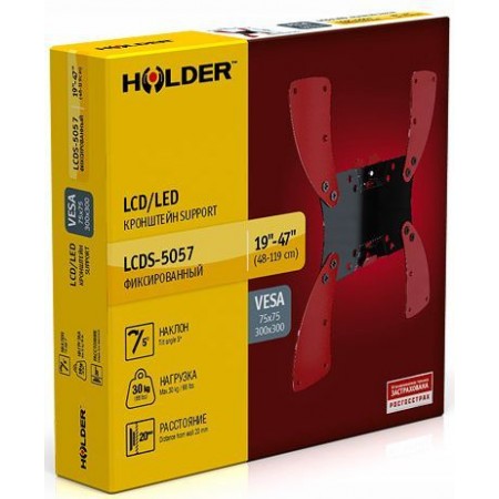 Кронштейн для телевизора Holder LCDS-5057 черный глянец 19"-47" макс.30кг настенный наклон
