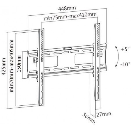 Кронштейн для телевизора Ultramounts UM841T черный 32"-55" макс.50кг настенный наклон