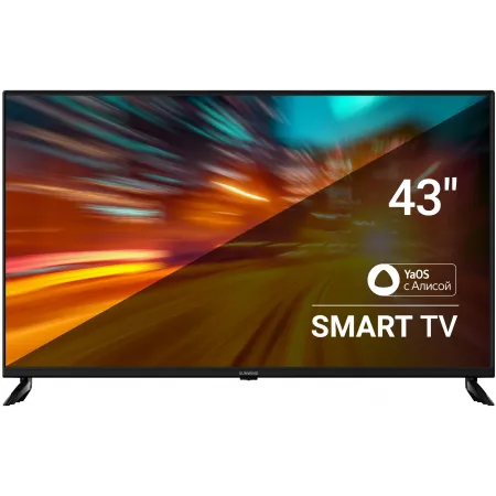 Телевизор LED SunWind 43" SUN-LED43XU400 Яндекс.ТВ черный 4K Ultra HD 60Hz DVB-T DVB-T2 DVB-C DVB-S DVB-S2 USB WiFi Smart TV