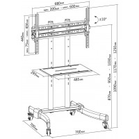 Стойка для телевизора Cactus CS-ST1030BK черный 37"-70" макс.50кг напольный мобильный Стойка для телевизора Cactus CS-ST1030BK черный 37"-70" макс.50кг напольный мобильный