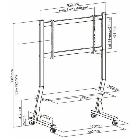 Подставка для телевизора Ultramounts UM306B черный 45"-90" макс.60кг напольный мобильный