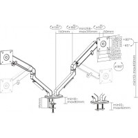 Кронштейн для мониторов Ultramounts UM735BL черный/серый 17"-27" макс.7кг крепление к столешнице поворот и наклон