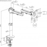 Кронштейн для мониторов Ultramounts UM736 черный 17"-32" макс.8кг крепление к столешнице поворот и наклон Кронштейн для мониторов Ultramounts UM736 черный 17"-32" макс.8кг крепление к столешнице поворот и наклон