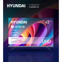 Телевизор LED Hyundai 43" H-LED43BU7100 WebOS Frameless Metal серый 4K Ultra HD 60Hz MEMC DVB-T DVB-T2 DVB-C DVB-S DVB-S2 USB WiFi Smart TV
