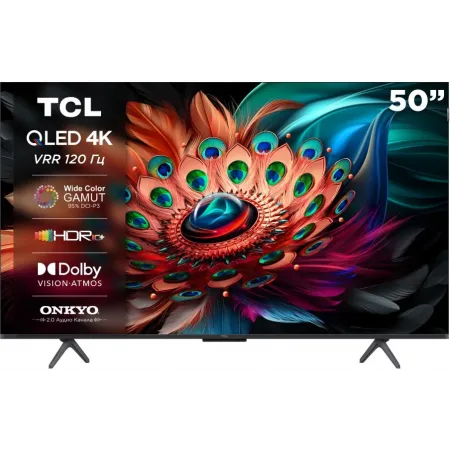 Телевизор QLED TCL 50" 50C655 черный 4K Ultra HD 60Hz DVB-T DVB-T2 DVB-C DVB-S DVB-S2 USB WiFi Smart TV (RUS)