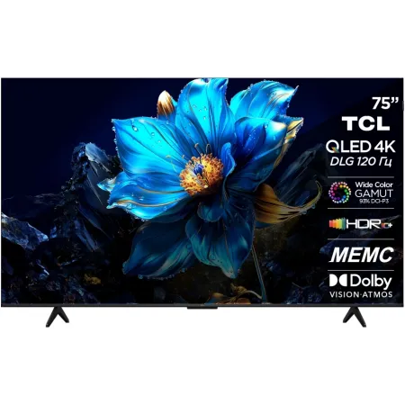 Телевизор QLED TCL 75" 75P7K стальной 4K Ultra HD 60Hz DVB-T2 DVB-C DVB-S2 USB WiFi Smart TV