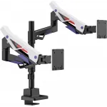 Кронштейн для мониторов Ultramounts UM742BW черный/белый 24"-57" макс.27кг крепление к столешнице поворот и наклон Кронштейн для мониторов Ultramounts UM742BW черный/белый 24"-57" макс.27кг крепление к столешнице поворот и наклон