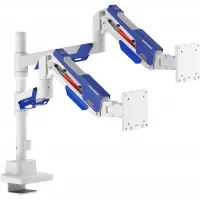 Кронштейн для мониторов Ultramounts UM744WB белый/синий 24"-57" макс.27кг крепление к столешнице поворот и наклон Кронштейн для мониторов Ultramounts UM744WB белый/синий 24"-57" макс.27кг крепление к столешнице поворот и наклон