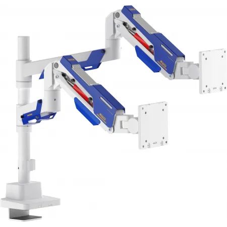 Кронштейн для мониторов Ultramounts UM744WB белый/синий 24"-57" макс.27кг крепление к столешнице поворот и наклон Кронштейн для мониторов Ultramounts UM744WB белый/синий 24"-57" макс.27кг крепление к столешнице поворот и наклон