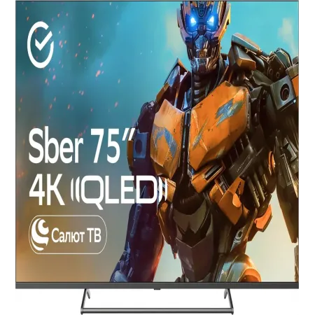 Телевизор QLED Sber 75" SDX-75UQ5231 Салют ТВ титан 4K Ultra HD 60Hz DVB-T DVB-T2 DVB-C DVB-S DVB-S2 USB WiFi Smart TV