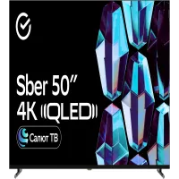 Телевизор QLED Sber 50" SDX-50UQ5234 Салют ТВ Frameless черный 4K Ultra HD 60Hz DVB-T DVB-T2 DVB-C DVB-S DVB-S2 USB WiFi Smart TV (RUS)