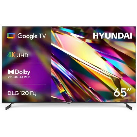 Телевизор LED Hyundai 65" H-LED65BU7011 Google TV Frameless Metal черный 4K Ultra HD 60Hz MEMC DVB-T DVB-T2 DVB-C DVB-S DVB-S2 USB WiFi Smart TV