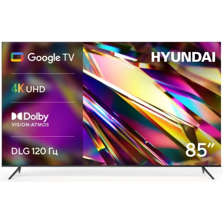 Телевизор LED Hyundai 85" H-LED85BU7011 Google TV черный 4K Ultra HD 60Hz MEMC DVB-T DVB-T2 DVB-C DVB-S DVB-S2 USB WiFi Smart TV