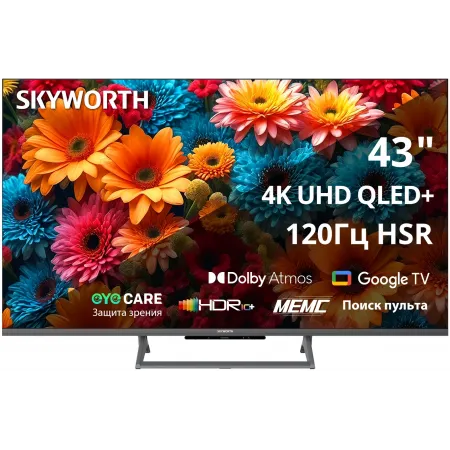 Телевизор OLED Skyworth 43" 43Q67H Eye Care Frameless черный 4K Ultra HD 120Hz MEMC DVB-T DVB-T2 DVB-C DVB-S DVB-S2 USB WiFi Smart TV