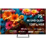 Телевизор QLED Skyworth 75" 75Q67H Google TV Frameless черный/серый 4K Ultra HD 60Hz DVB-T DVB-T2 DVB-C DVB-S DVB-S2 USB WiFi Smart TV