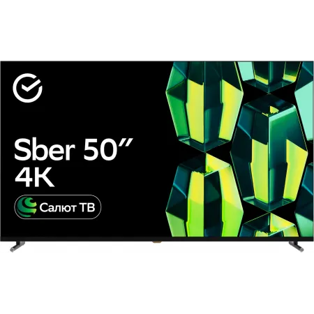 Телевизор LED Sber 50" SDX-50U4124 Салют ТВ Frameless черный 4K Ultra HD 60Hz DVB-T DVB-T2 DVB-C DVB-S DVB-S2 USB WiFi Smart TV