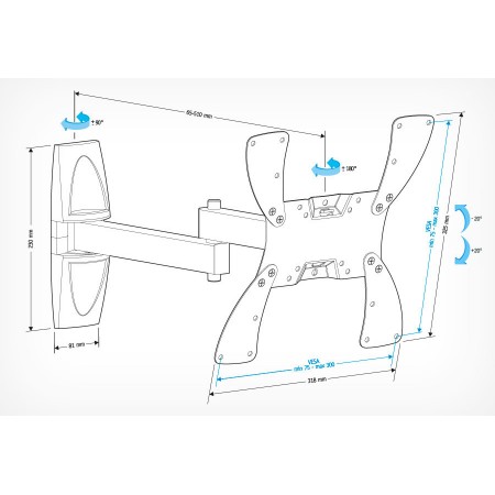 Кронштейн для телевизора Holder LCDS-5046 белый 22"-42" макс.30кг настенный поворот и наклон