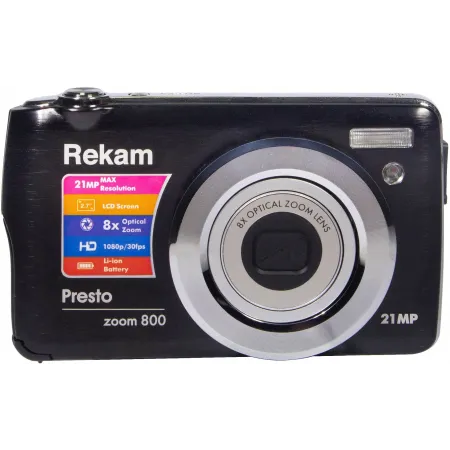 Фотоаппарат Rekam Presto zoom 800 черный 21Mpix Zoom8x 2.7" 1080p SDHC/MMC CMOS IS el 3.8minF/Li-Ion/case