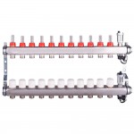 Группа коллект. AQUALINK с расходомерами, сливным краном и автомат. возд-ком, нерж. сталь 1"х11х3/4" Группа коллект. AQUALINK с расходомерами, сливным краном и автомат. возд-ком, нерж. сталь 1"х11х3/4"