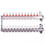 Группа коллект. AQUALINK с расходомерами, сливным краном и автомат. возд-ком, нерж. сталь 1"х12х3/4" Группа коллект. AQUALINK с расходомерами, сливным краном и автомат. возд-ком, нерж. сталь 1"х12х3/4"