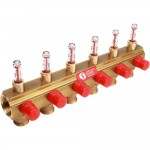 Коллектор Giacomini с отсечными клапанами и расходомерами 1" x 3/4"E /6, R553MY046